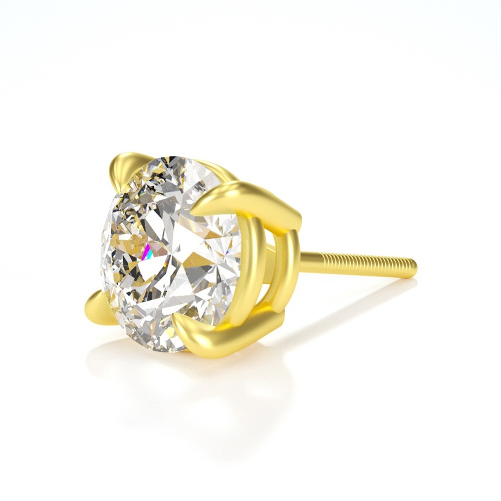 4tcw 14k Gold/White Gold Stud Earrings -Screw Back - Picture 9 of 9